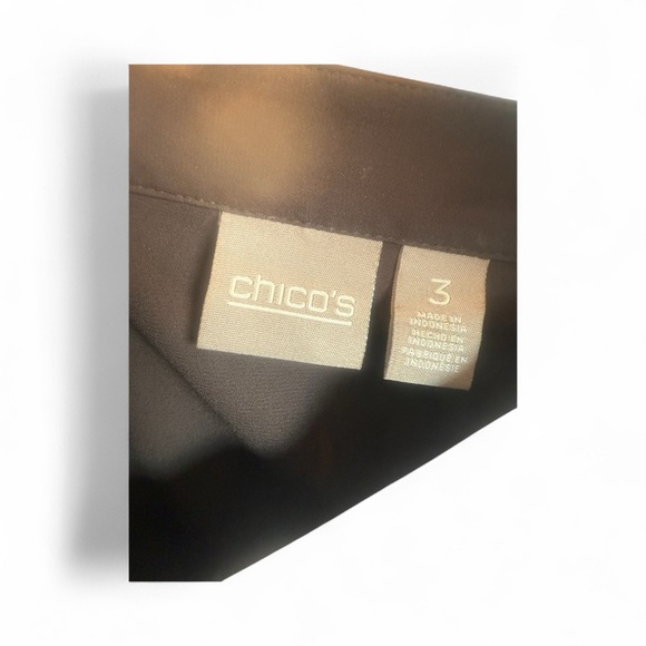 Chico’s Brown Ring-Neck Split Sleeve Blouse | Size 3 (XL) - Picture 2 of 6